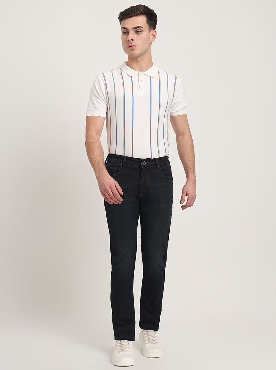 Dark Blue Washed Slim Fit Jeans | JadeBlue