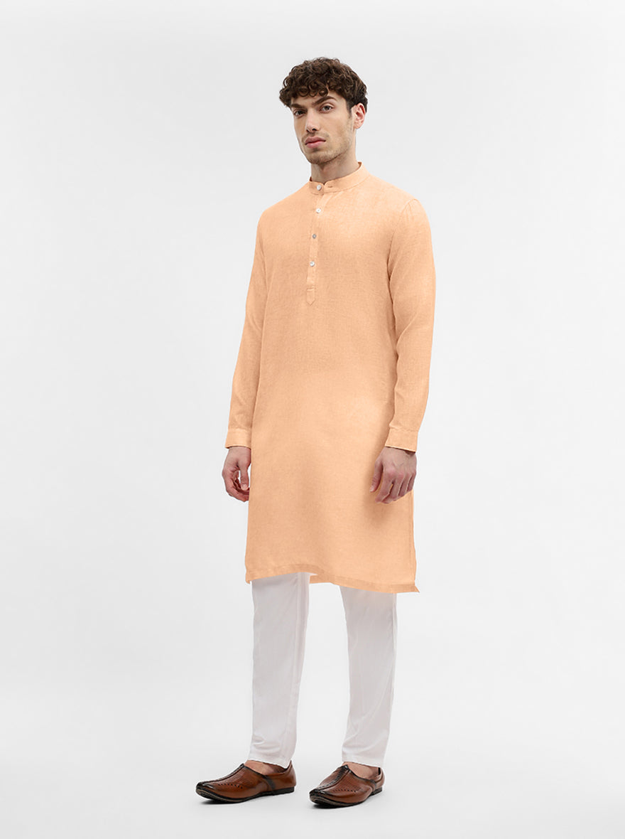 Orange Solid Modi Kurta | JadeBlue