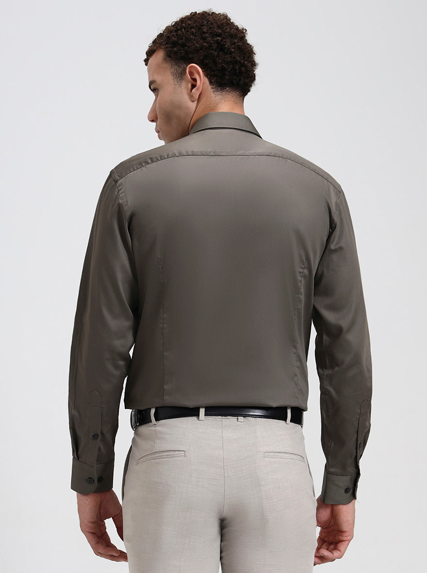 Grey Solid Slim Fit Formal Shirt | Metal