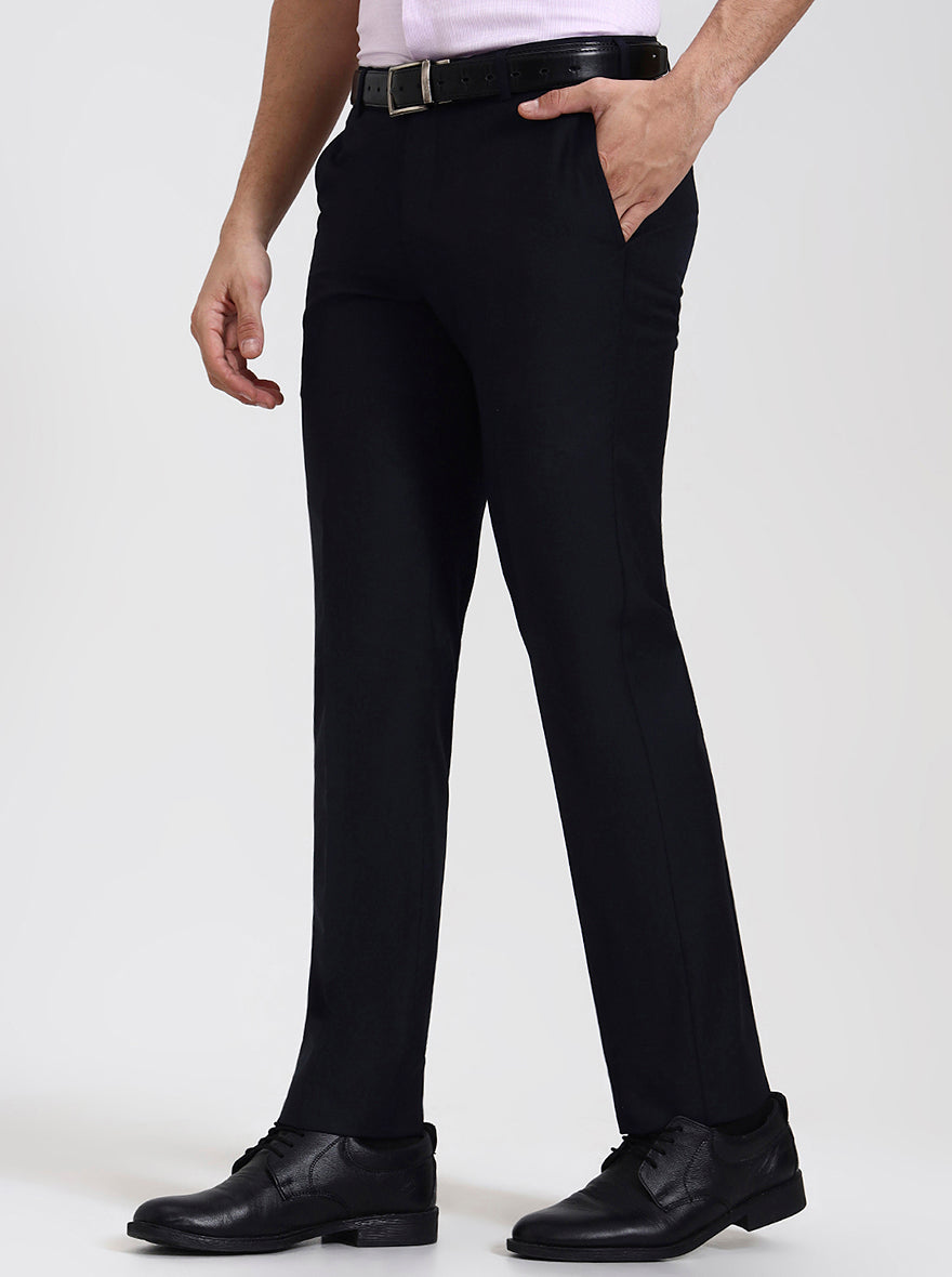 Blue Solid Slim Fit Formal Trouser | JadeBlue Super Luxe