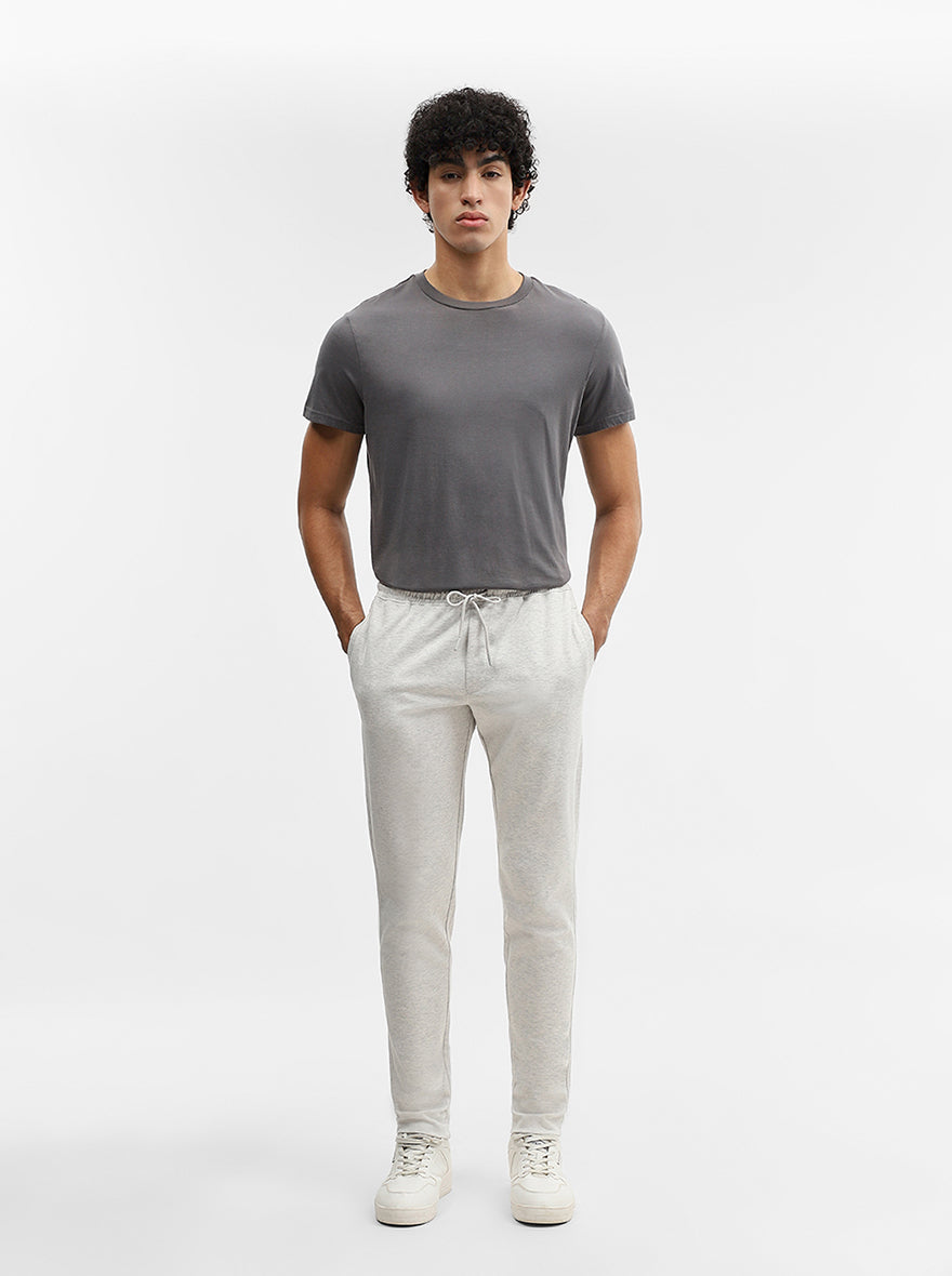 Ecru Solid Slim Fit Track Pant | Greenfibre