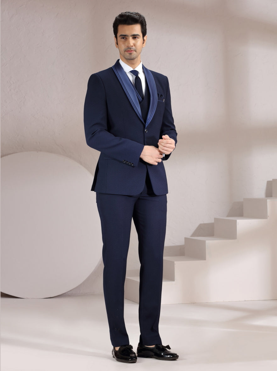 Blue Self Design Suit | JadeBlue