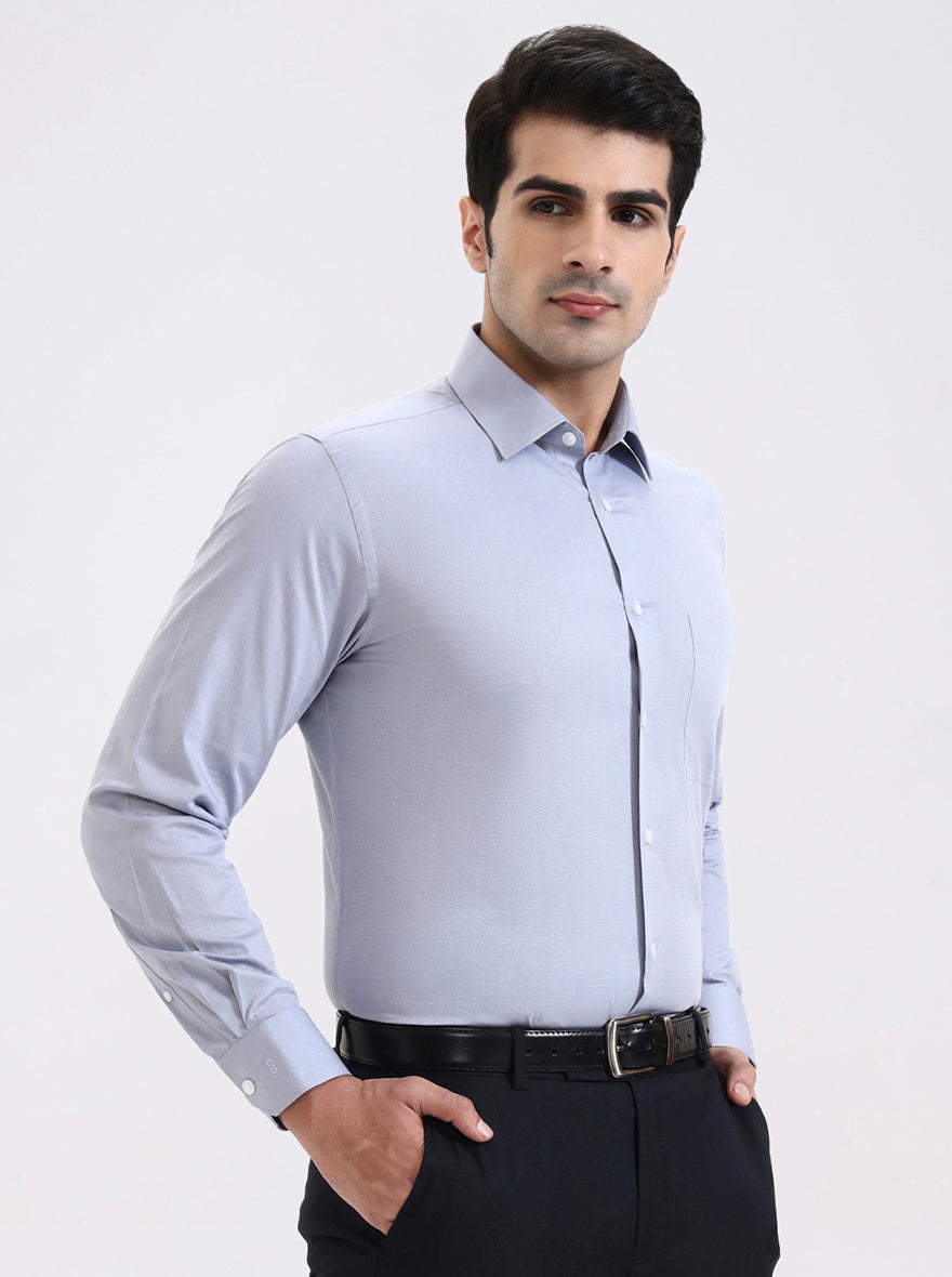 Light Grey Solid Regular Fit Formal Shirt | JadeBlue