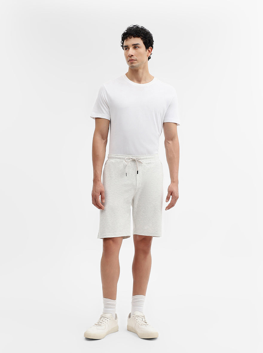 Ecru Solid Regular Fit Shorts | JadeBlue
