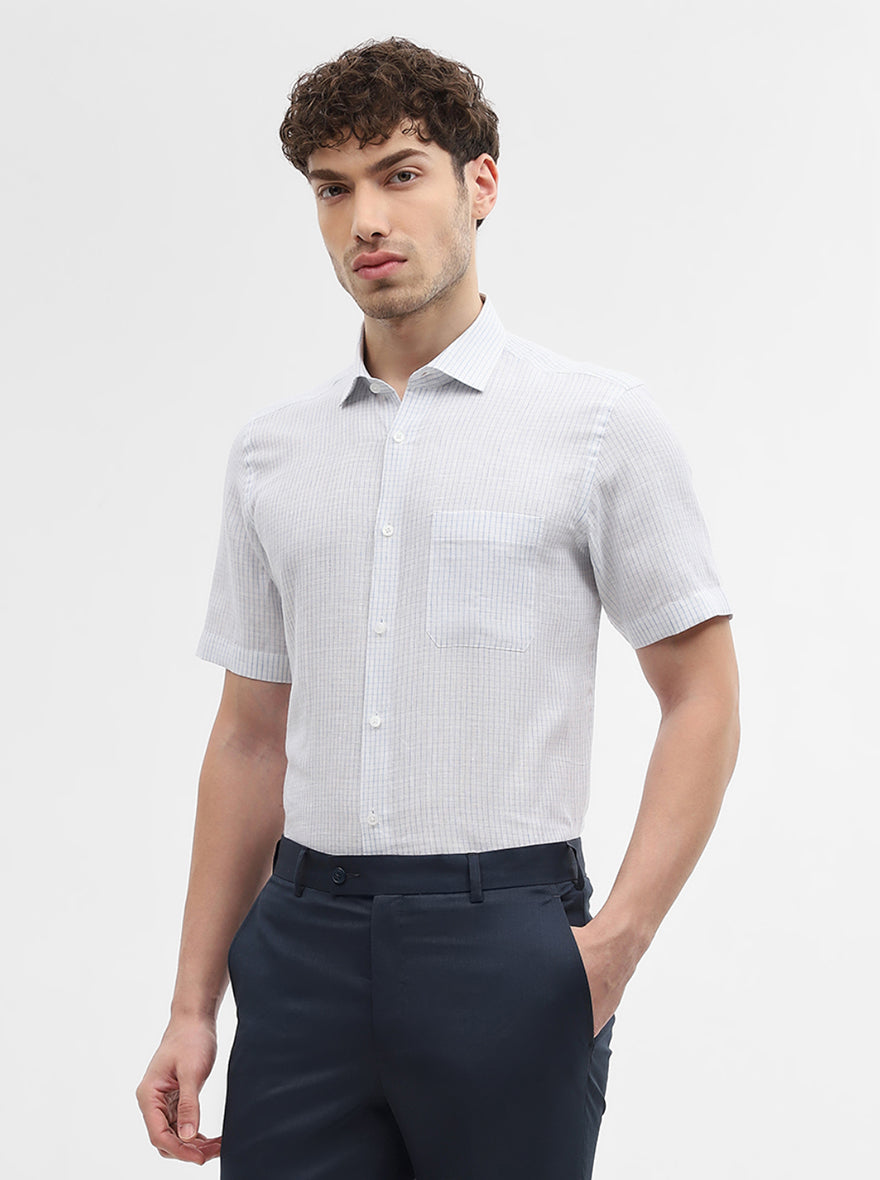 White & Blue Checked Slim Fit Formal Shirt | JadeBlue
