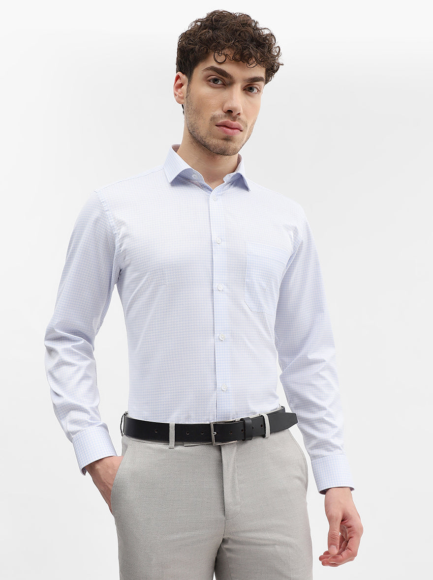 Sky Blue Solid Slim Fit Formal Shirt | Greenfibre