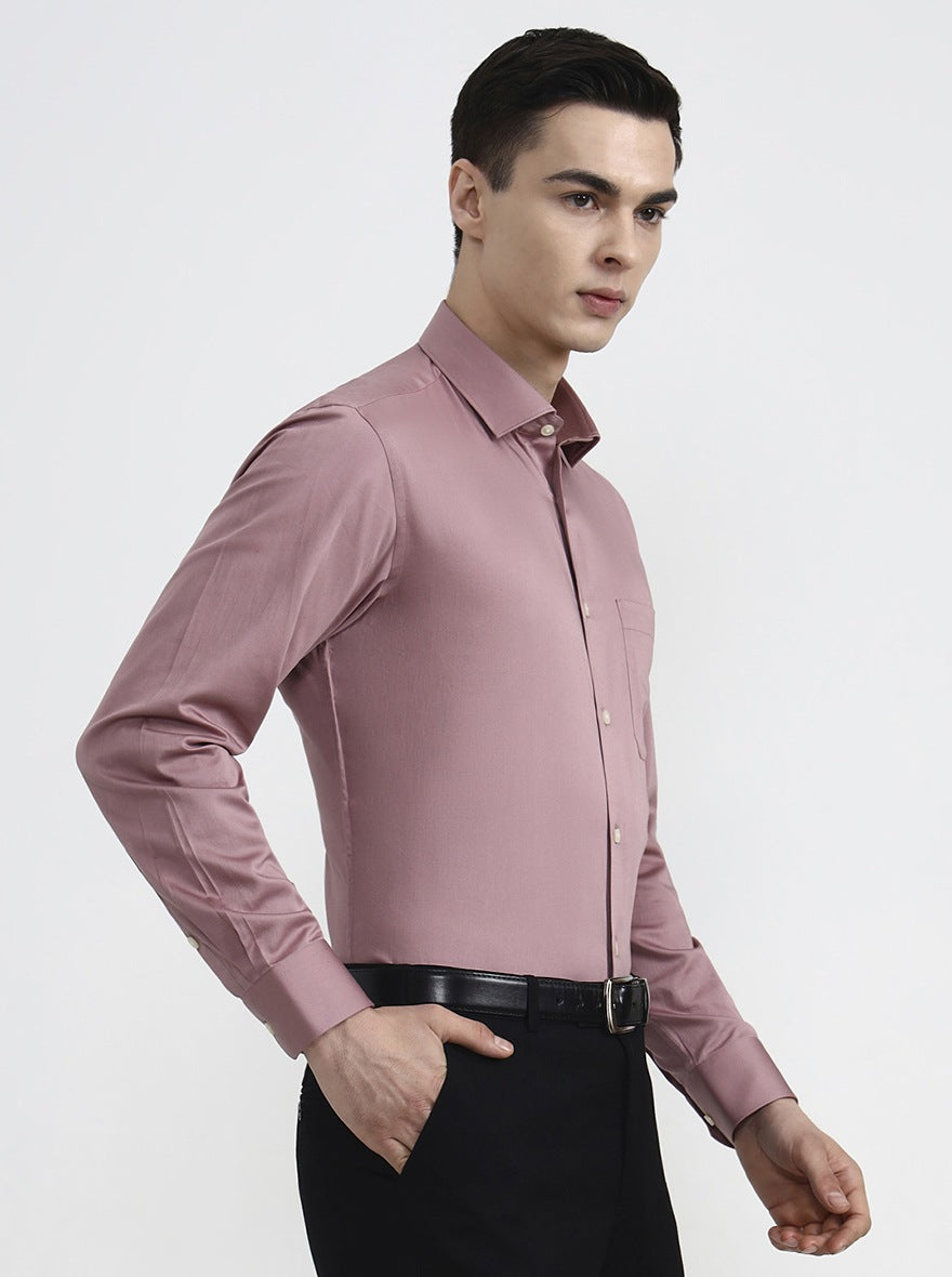 Baby Pink Solid Slim Fit Formal Shirt | Greenfibre