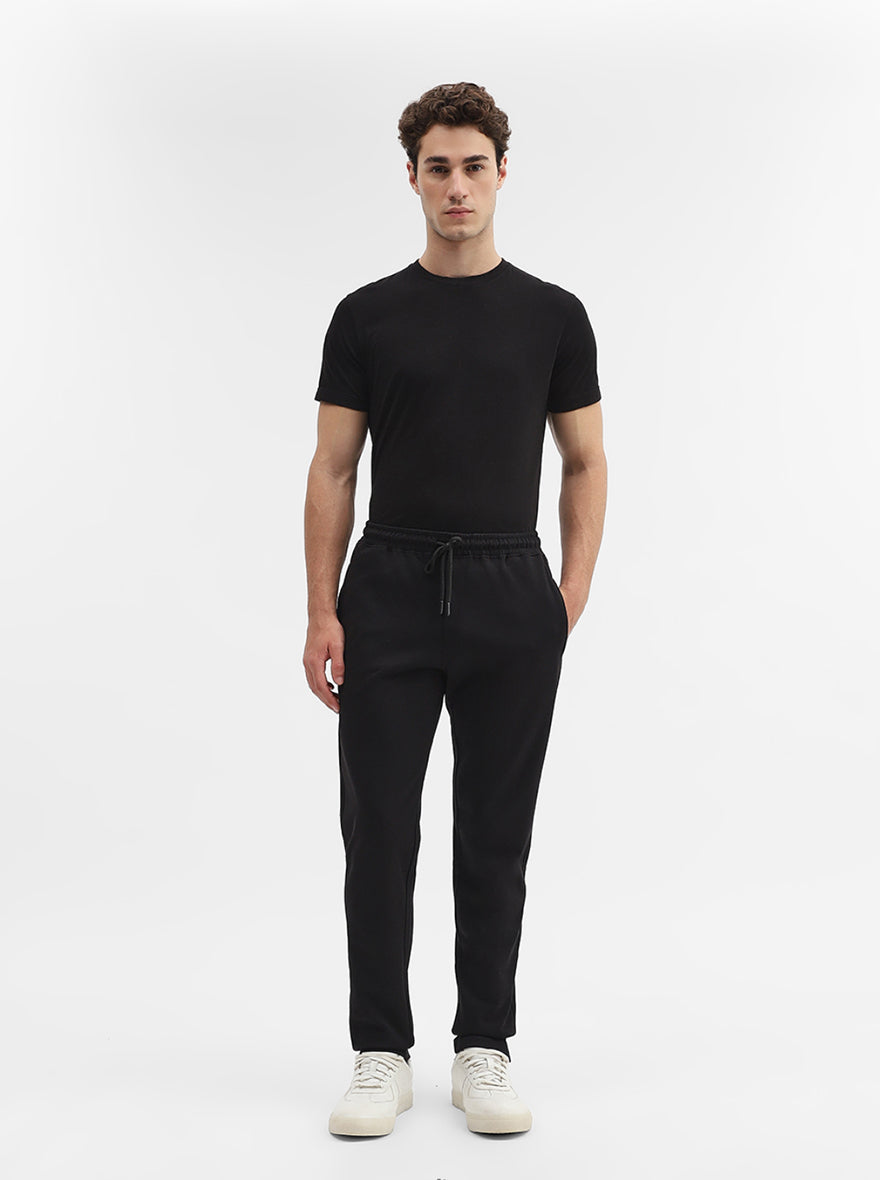 Black Solid Slim Fit Track Pant | Greenfibre
