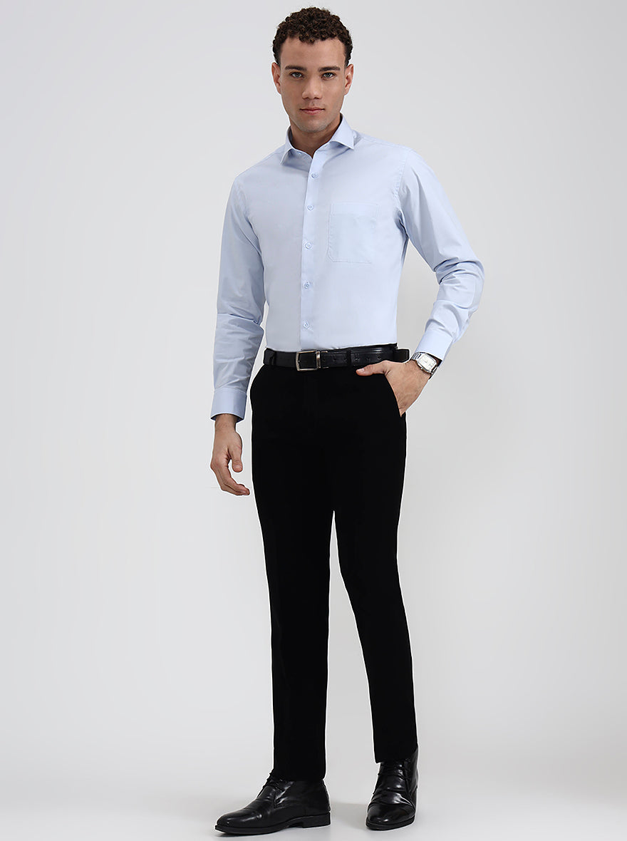 Black Solid Slim Fit Formal Trouser | Wyre