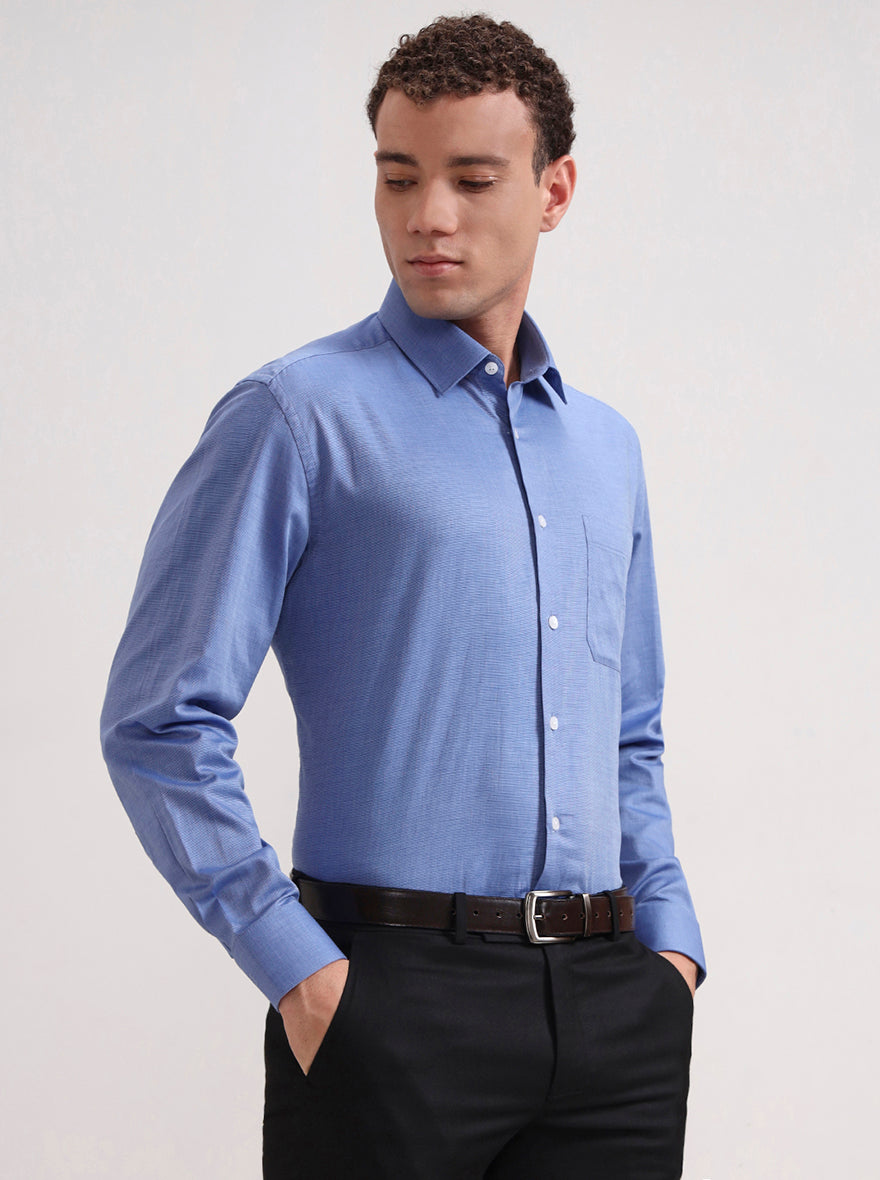 Raw Blue Solid Regular Fit Formal Shirt | JadeBlue