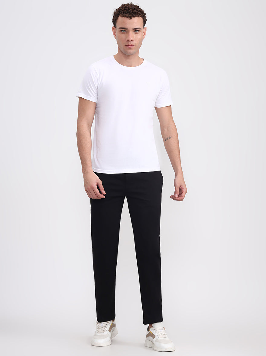 Black Solid Slim Fit Track Pant | JadeBlue