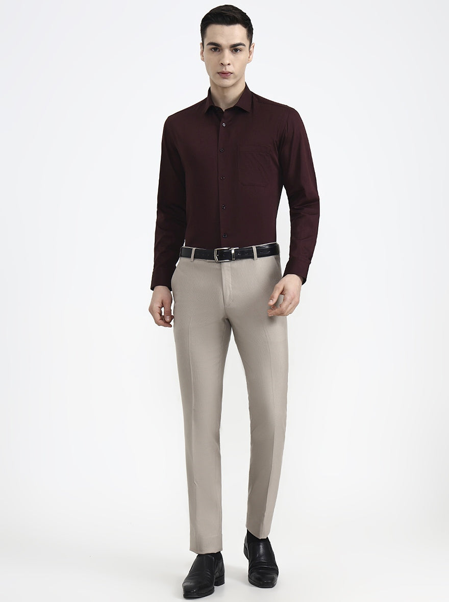 Maroon Solid Slim Fit Formal Shirt | Greenfibre