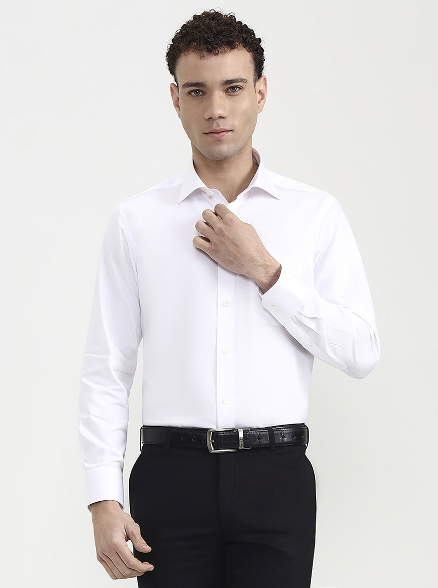 White Solid Slim Fit Formal Shirt | JadeBlue Super Luxe