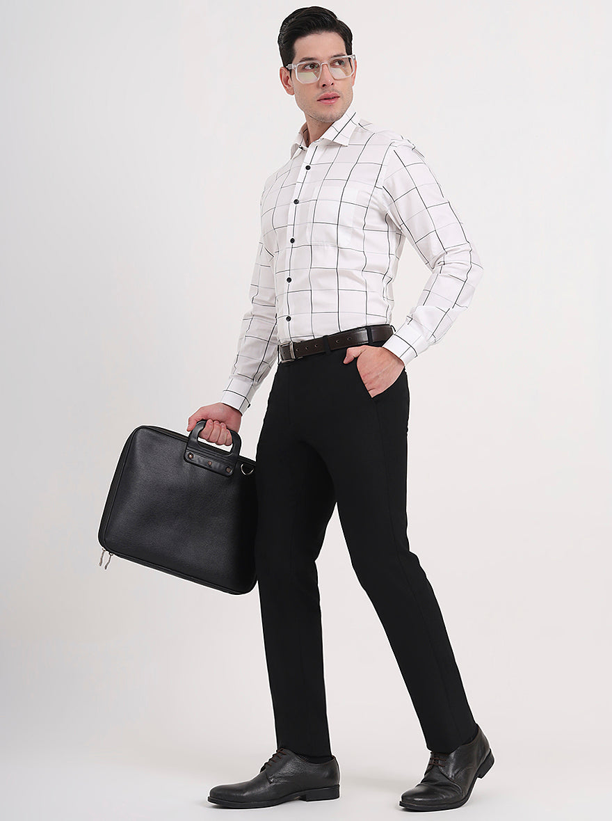 Black Solid Slim Fit Formal Trouser | JB Studio