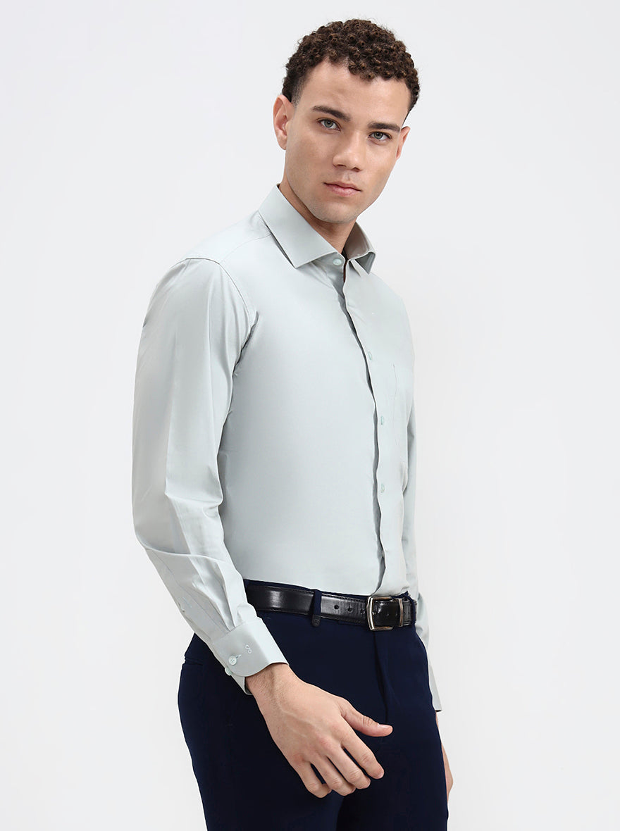 Pista Green Solid Slim Fit Formal Shirt | Metal