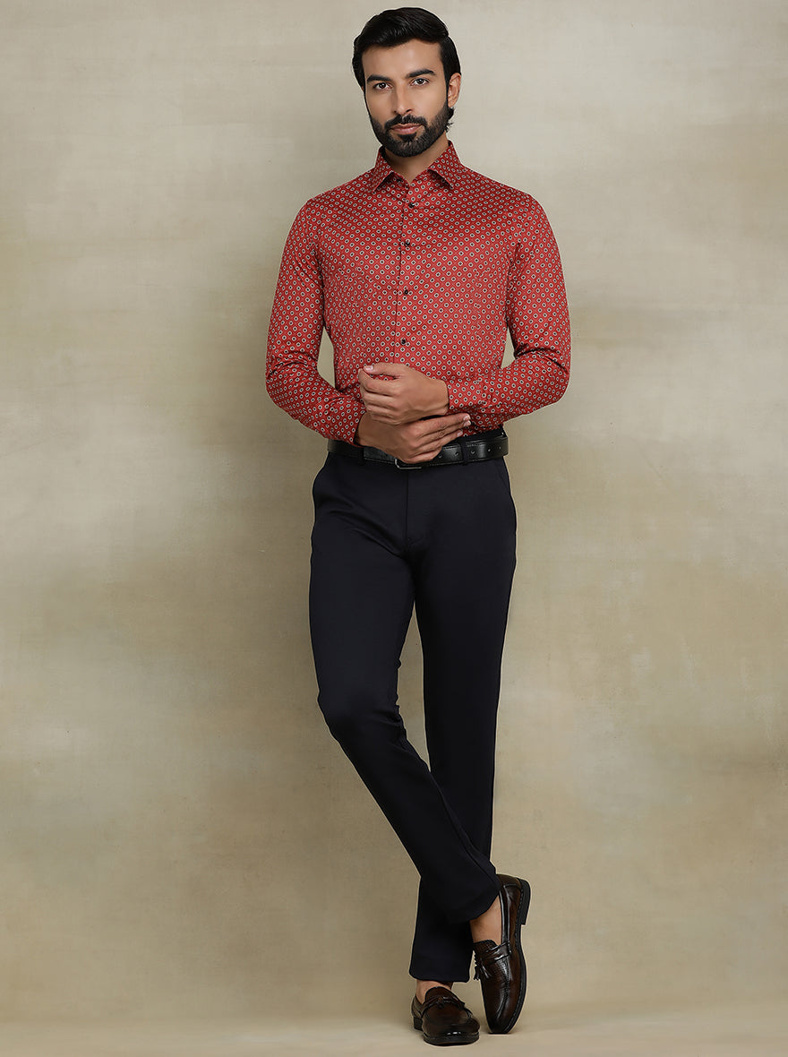 Red Printed Slim fit Party Wear Shirt | Wyre