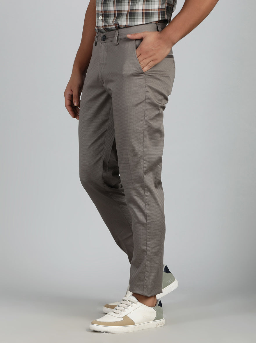 Dark Grey Dobby Neo Fit Casual Trouser | Greenfibre
