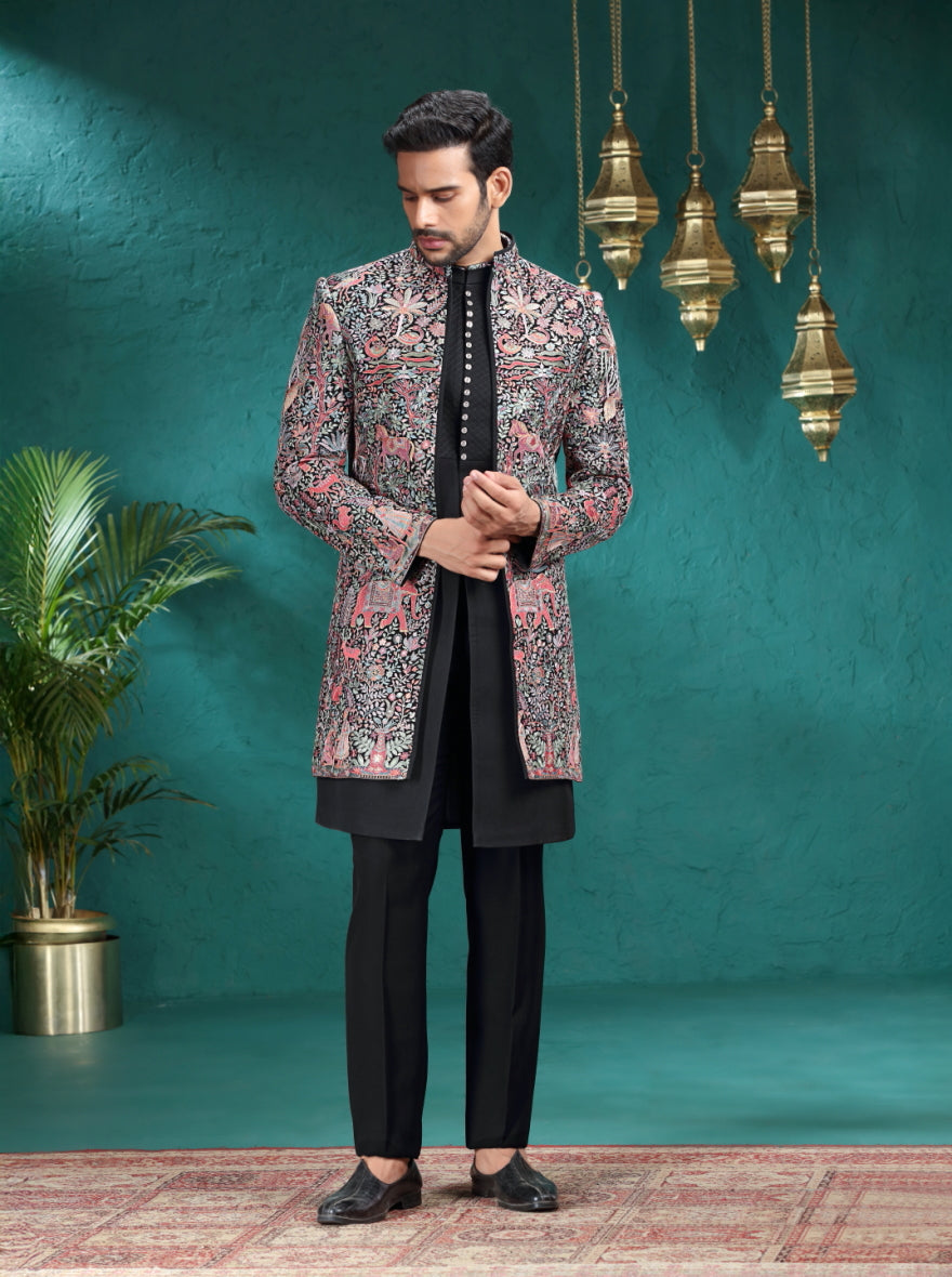 Black Embroidered Indowestern | TULA