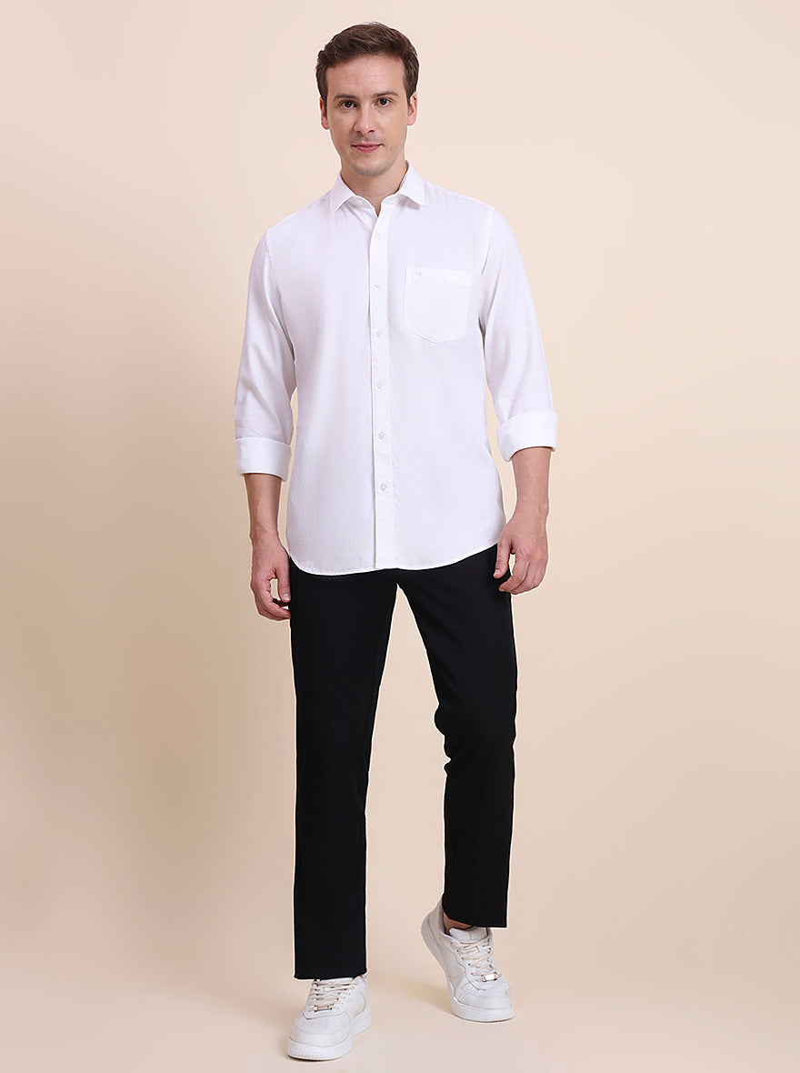 Black Solid Uno Fit Casual Trouser | JadeBlue