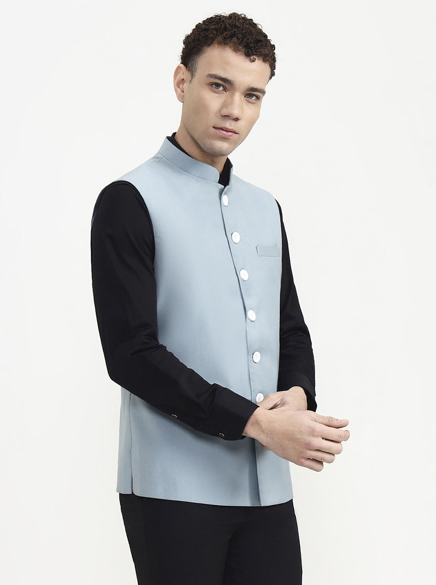 Teal Solid Waistcoat | Greenfibre