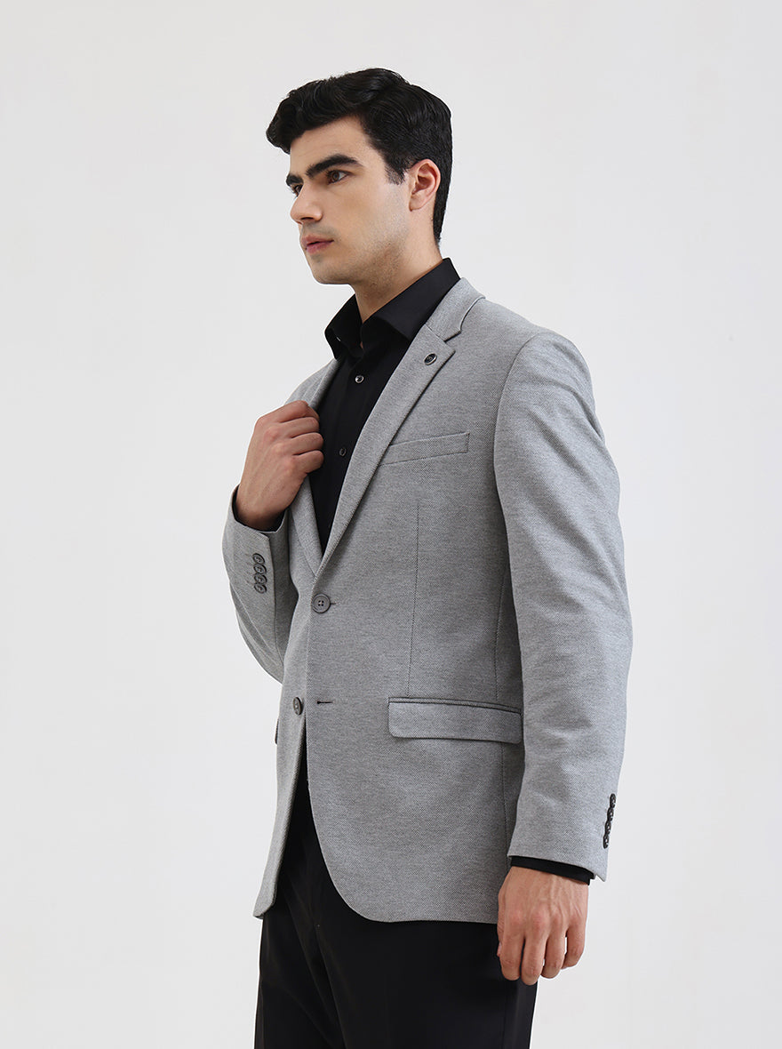 Grey Solid Regular Fit Blazer | JB Studio