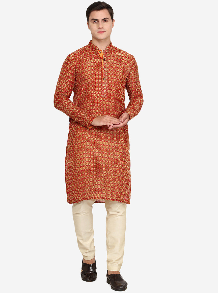 Red Printed Kurta | The Kurta Company