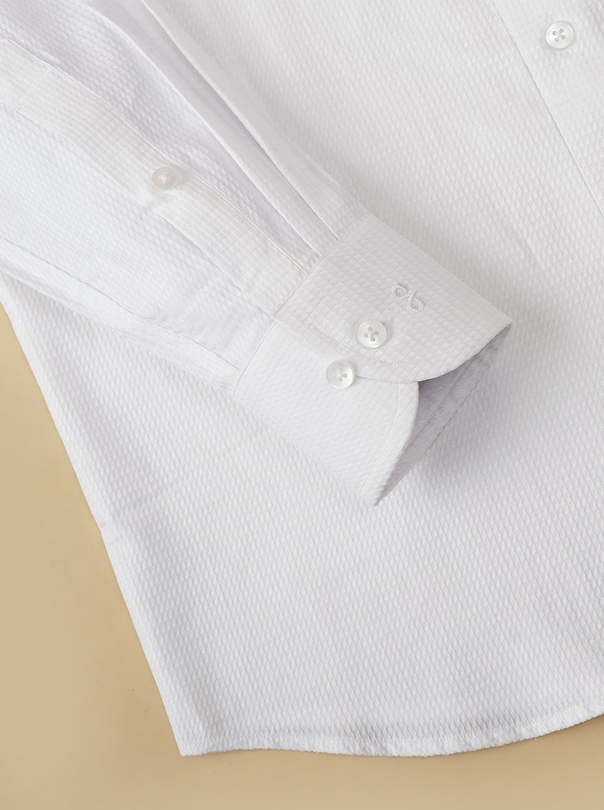 White Solid Slim Fit Formal Shirt | Metal