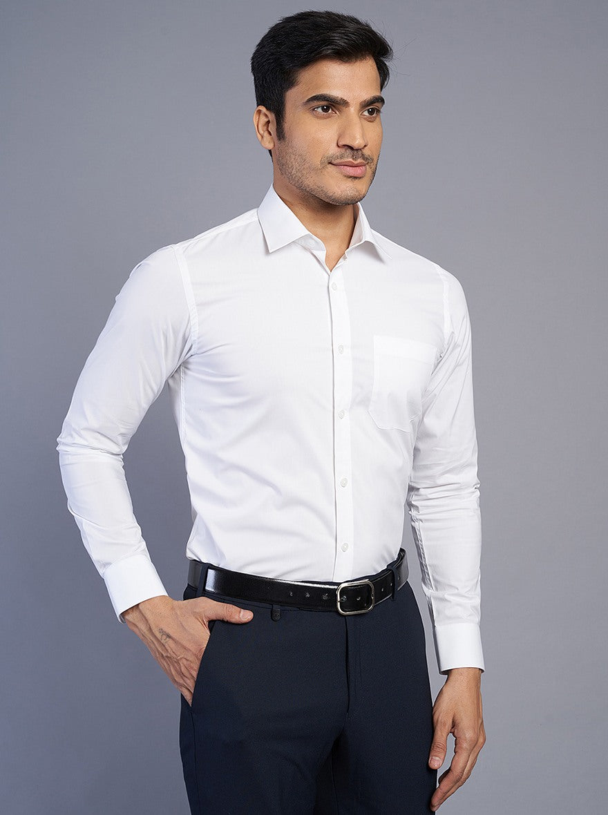 White Solid Slim Fit Formal Shirt | JadeBlue Youth