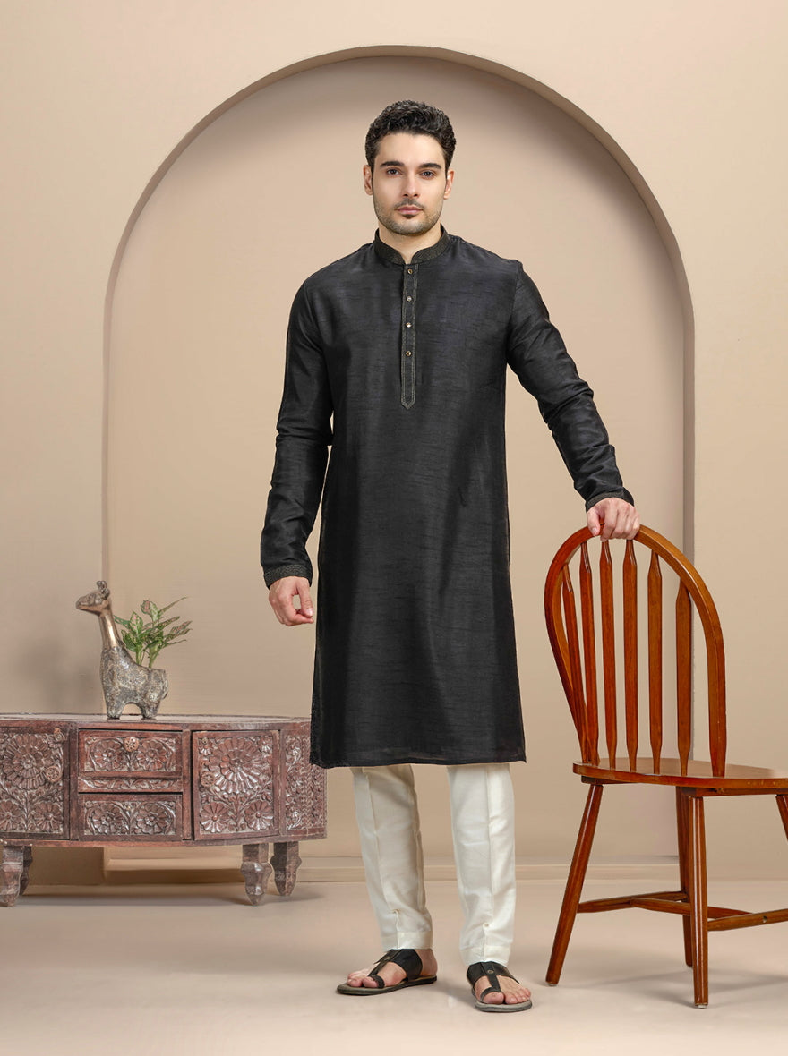 Black Solid Kurta Pajama | TULA