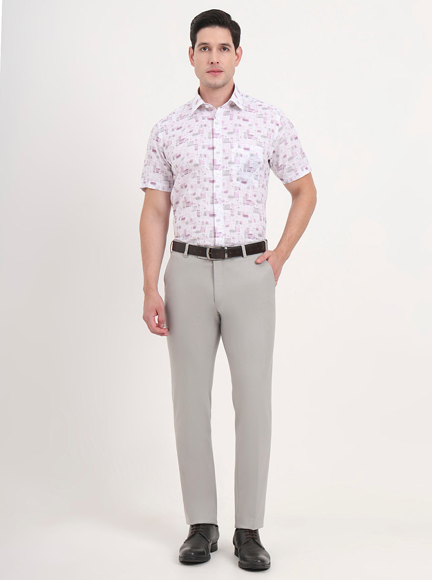 Light Grey Solid Slim Fit Formal Trouser | JB Studio