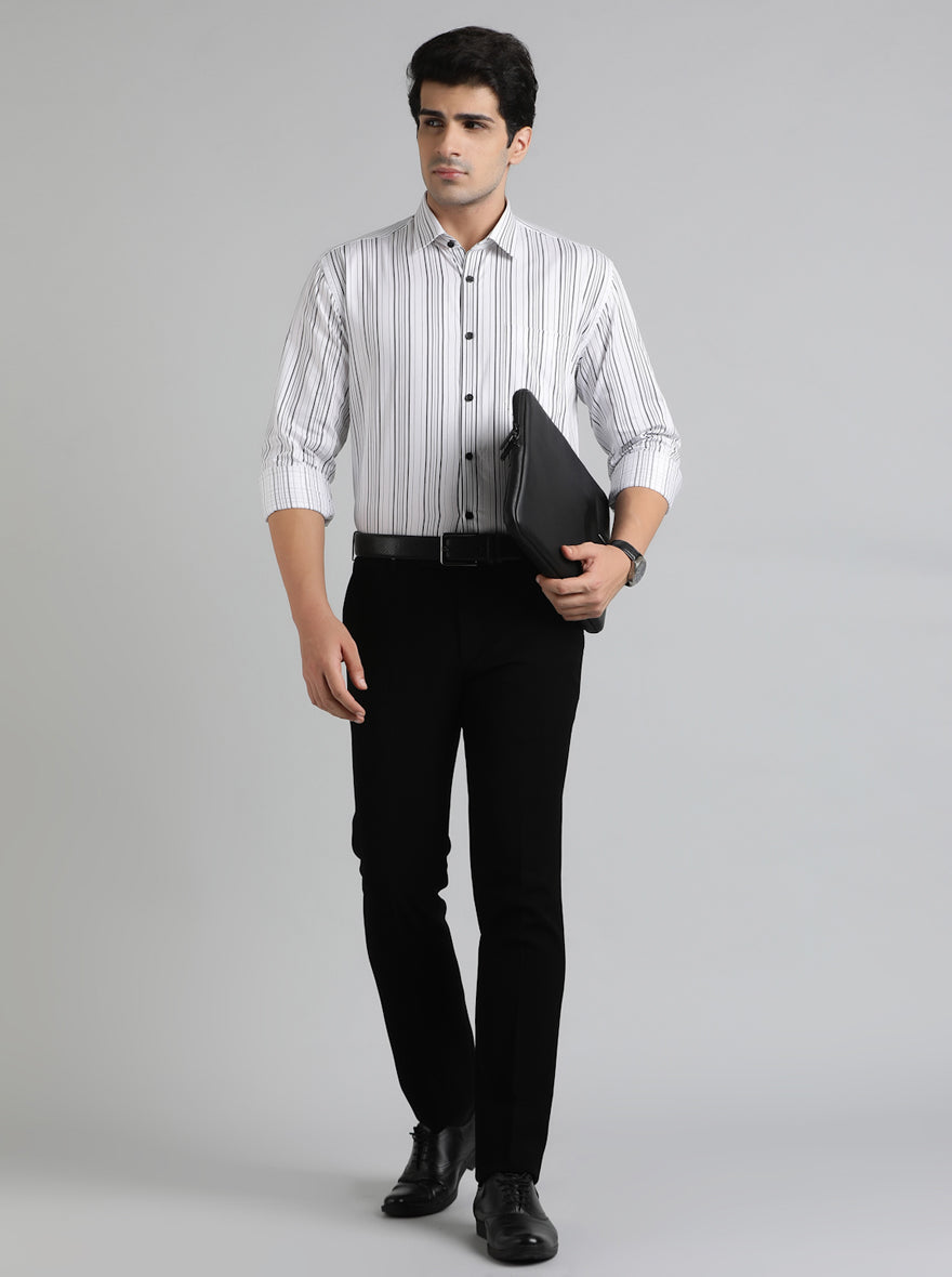 Black Solid Slim Fit Formal Trouser | JB Studio