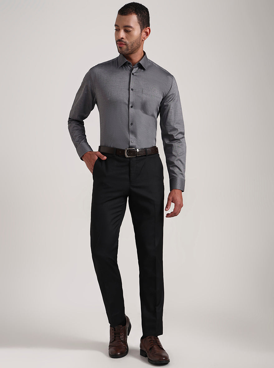 Grey Solid Regular Fit Formal Shirt | JadeBlue