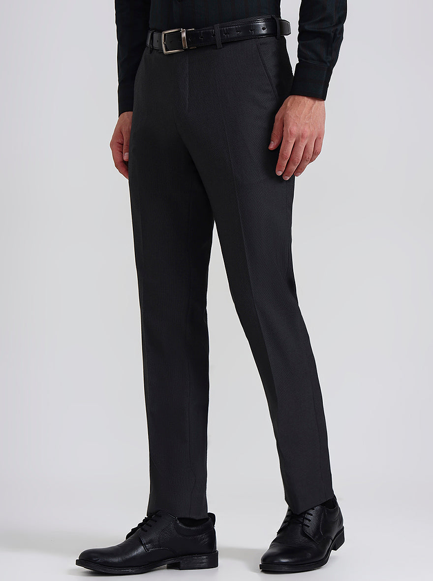 Grey Printed Slim Fit Formal Trouser | JadeBlue Youth