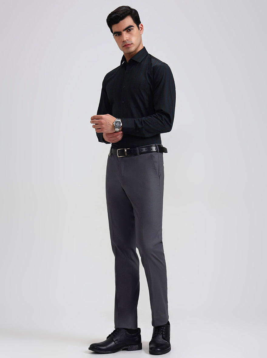 Blue & Maroon Solid Slim Fit Formal Trouser | JB Studio