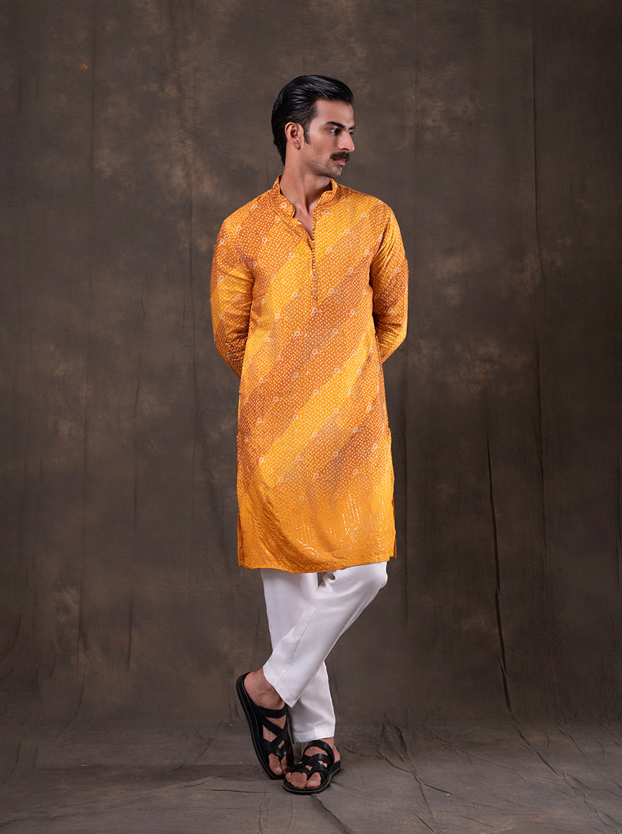 Yellow Printed Kurta Pajama | Virasana
