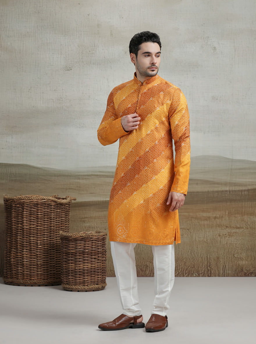 Yellow Printed Kurta Pajama | Virasana