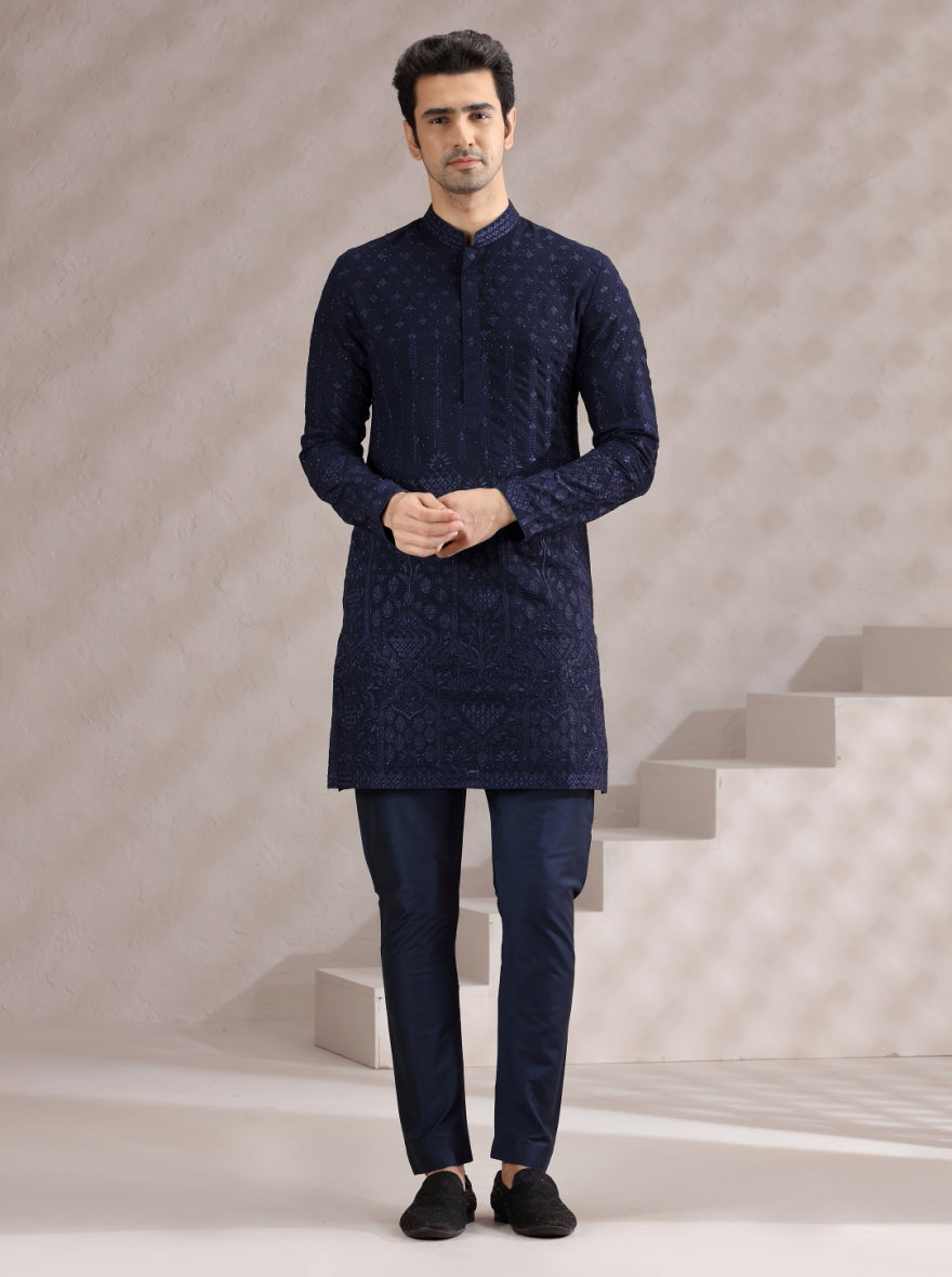 Blue Embroidered Kurta Pajama | TULA