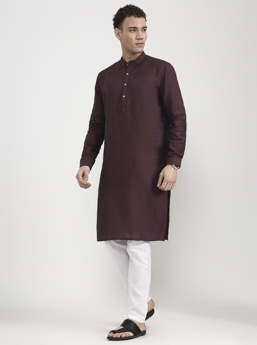 Maroon Solid Modi Kurta | JadeBlue