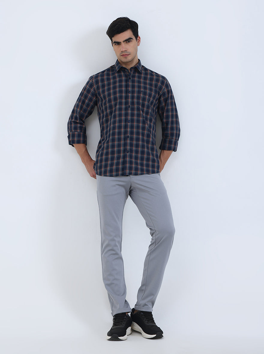 Light Grey Solid Slim Fit Club Wear Trouser | Greenfibre