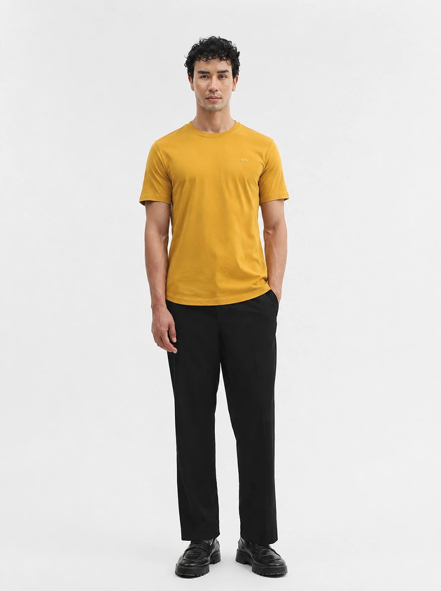 Yellow Solid Slim Fit T-Shirt | JadeBlue
