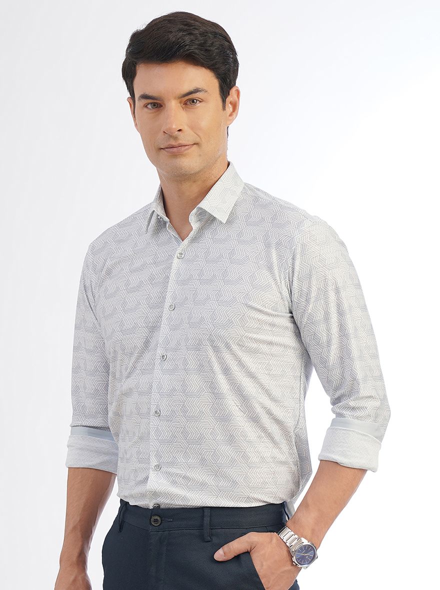 Light Blue Solid Slim Fit Party Wear Shirt | JB Studio