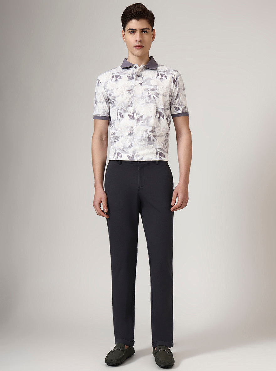 Dark Grey Solid Venice Fit Casual Trouser | JadeBlue
