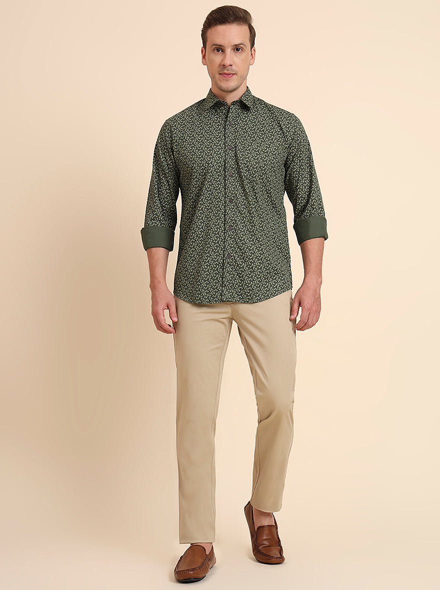 Khaki Solid Uno Fit Casual Trouser | JadeBlue
