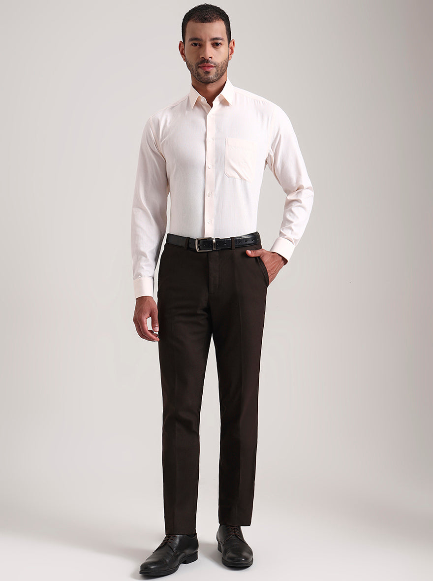 Orange & White Solid Regular Fit Formal Shirt | JadeBlue