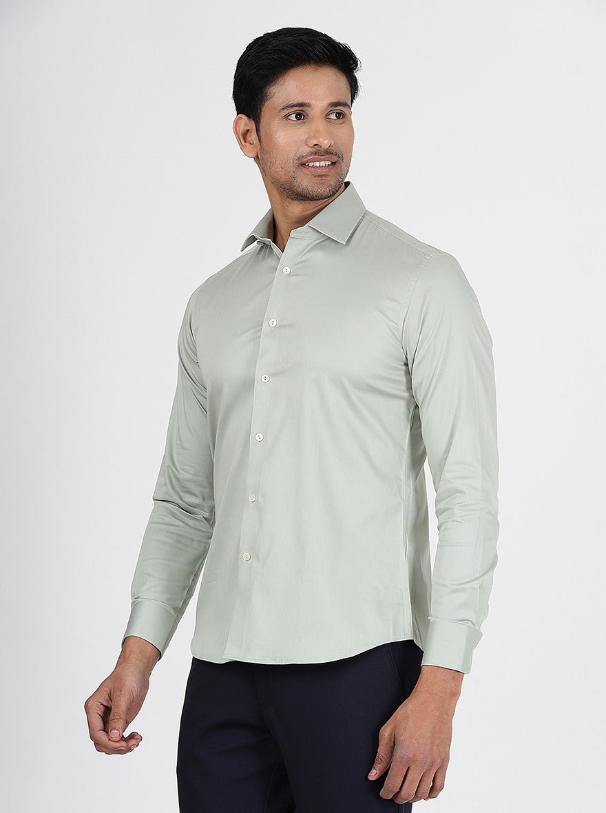Light Grey Solid Slim Fit Party Wear Shirt | Wyre