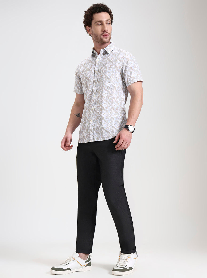 Black Solid Venice Fit Casual Trouser | JadeBlue