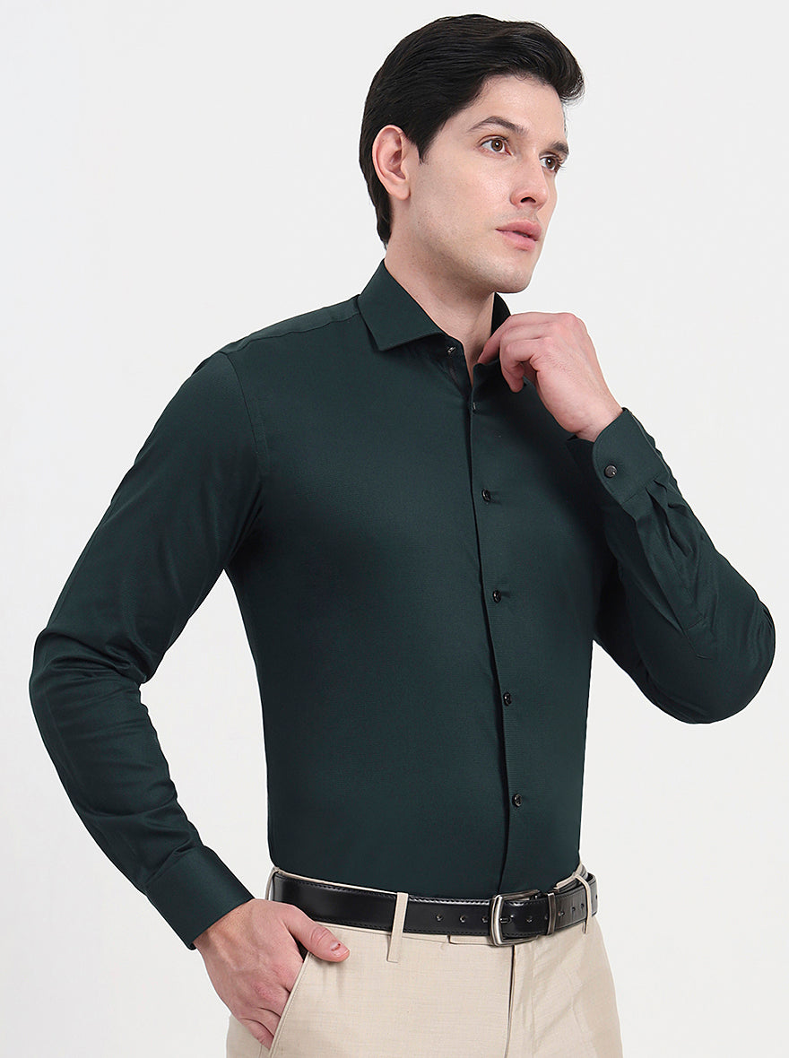 Green Solid Slim Fit Party Wear Shirt | Wyre