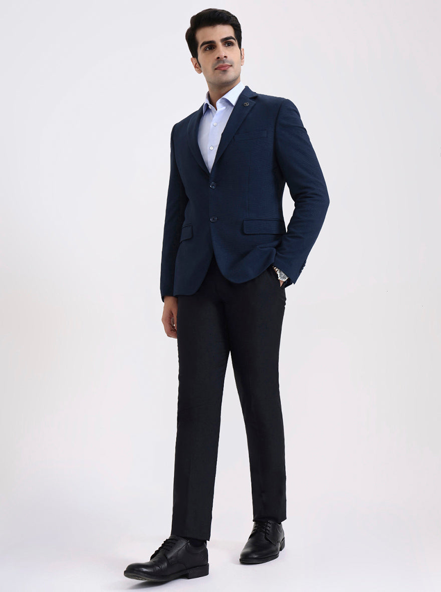 Blue Solid Regular Fit Blazer | JadeBlue