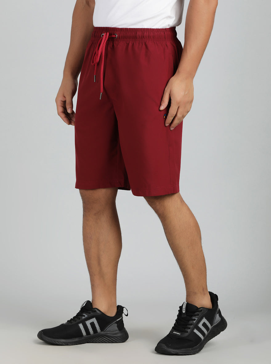 Maroon Solid Slim Fit Shorts | Jade Play