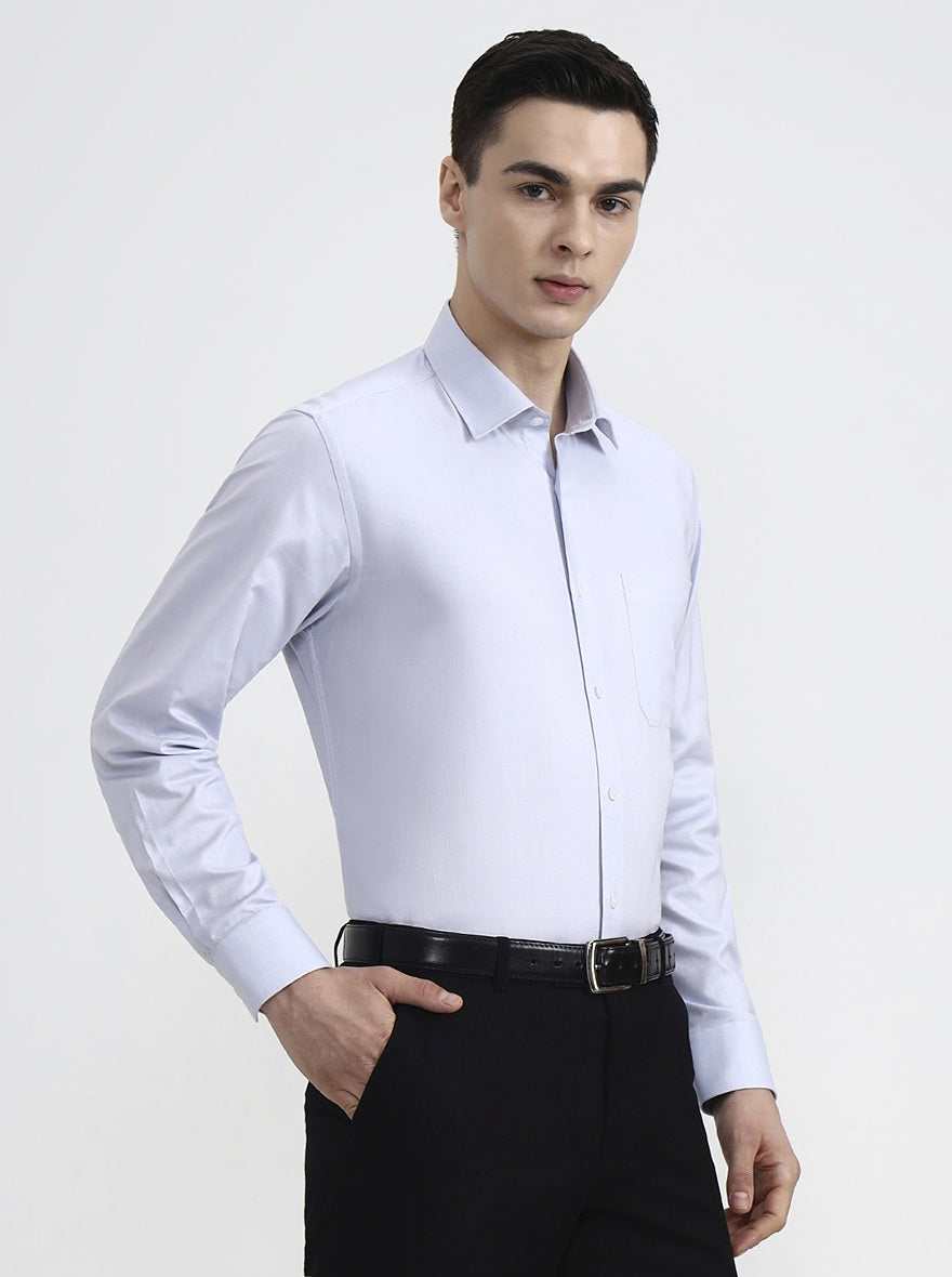 Light Grey Solid Regular Fit Formal Shirt | JadeBlue